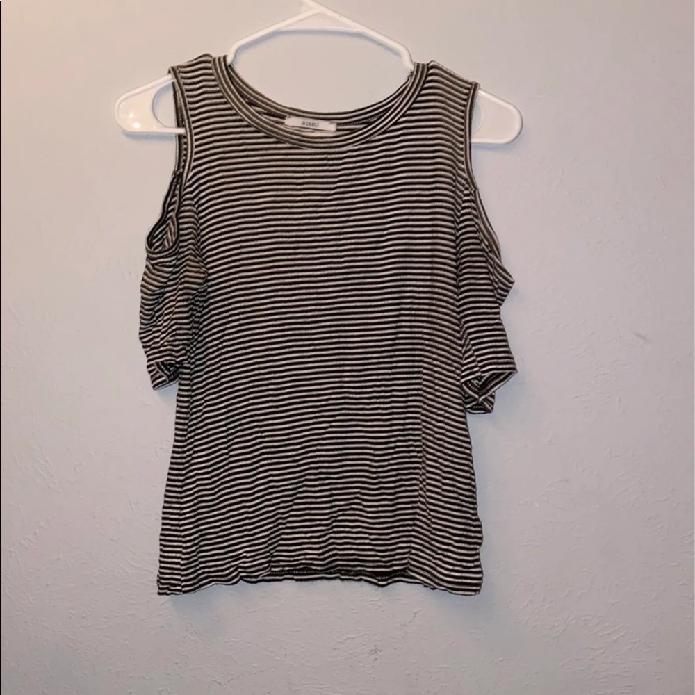 Cold Shoulder Black and White Top